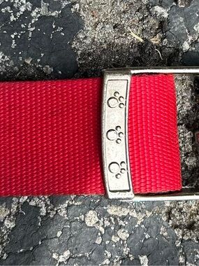 Red Nylon Dog Collar with Paw-Print Metal Slide